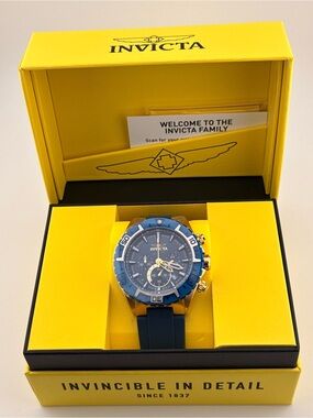 Invicta Men’s Blue and Gold Chronograph Watch